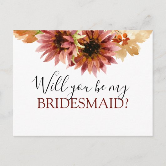 Werden Sie meine Bridesmädchen-Herbstsonne sein? Ankündigungspostkarte (Vorderseite)