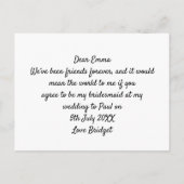 Werden Sie meine Bridesmädchen/Mädchen von hinten/ Einladungspostkarte (Rückseite)