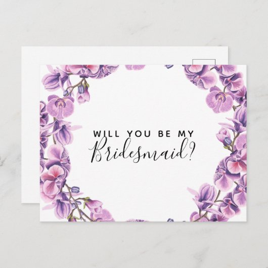 Werden Sie meine Bridesmädchen sein, die Ultraviol Einladungspostkarte (Vorne/Hinten)