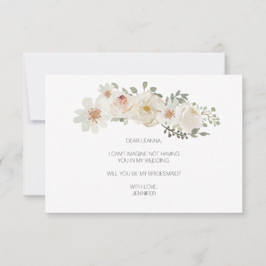 Werden Sie meine Bridesmädchen Weiße Blütenelegant (Rückseite)