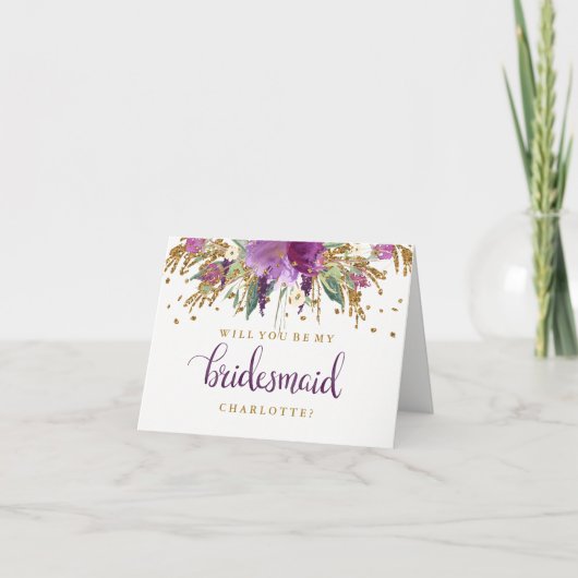 Werden Sie meine Bridesmaid-Amethyst-Karte sein? Einladung (Vorderseite)