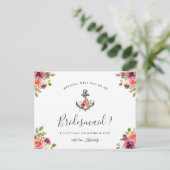 Werden Sie meine Bridesmaid-Ankerin für nautische Einladungspostkarte (Stehend Vorderseite)