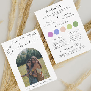 Werden Sie meine Bridesmaid-Arch-Fotokarte sein? Einladung