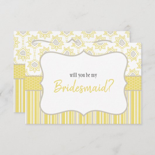 Werden Sie meine Bridesmaid-Biene gelb und grau se (Vorne/Hinten)
