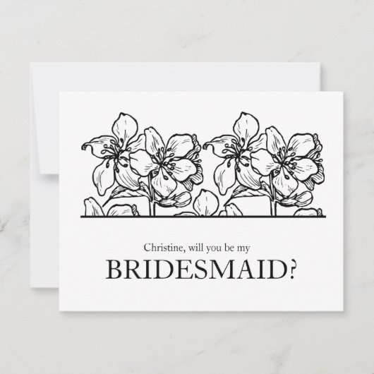 Werden Sie meine Bridesmaid Black and White Chic s Einladung (Vorderseite)