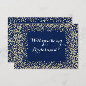 Werden Sie meine Bridesmaid Blue Gold Navy Imitate Einladung (Vorne/Hinten)