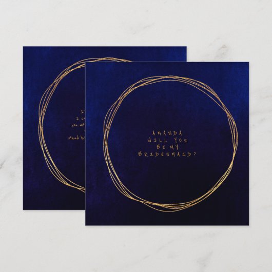 Werden Sie meine Bridesmaid Blue Navy Velvet sein? Einladung (Vorne/Hinten)