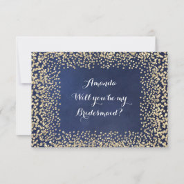 Werden Sie meine Bridesmaid Blue NavyGold Confetti Einladung