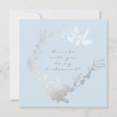Werden Sie meine Bridesmaid Blue Pastel Gray Wreat Einladung (Vorderseite)