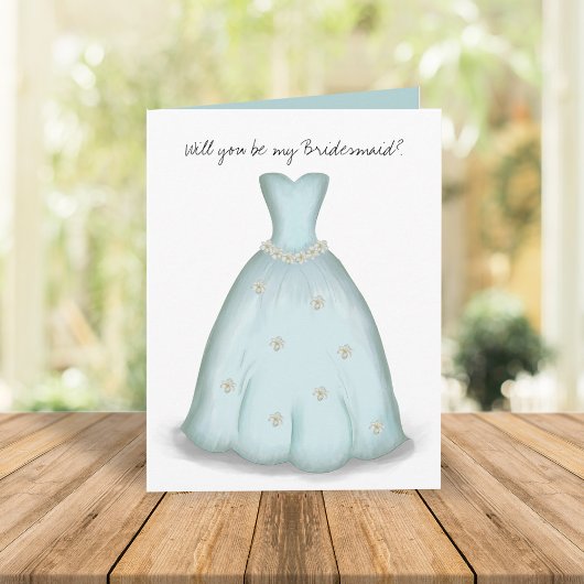 Werden Sie meine Bridesmaid Blue Watercolor Card s Karte