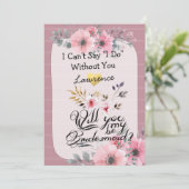 Werden Sie meine Bridesmaid-Blumenschrift sein? Einladung (Stehend Vorderseite)