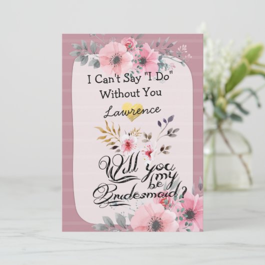 Werden Sie meine Bridesmaid-Blumenschrift sein? Einladung (Stehend Vorderseite)