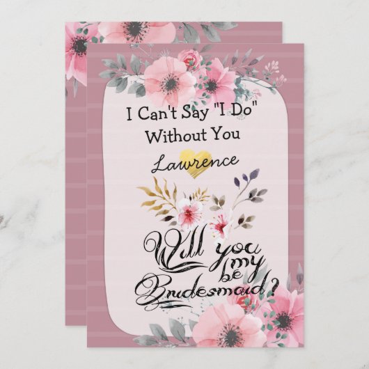 Werden Sie meine Bridesmaid-Blumenschrift sein? Einladung (Vorne/Hinten)