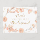 Werden Sie meine Bridesmaid Blush Blocks Wasserfar Einladungspostkarte (Vorderseite)
