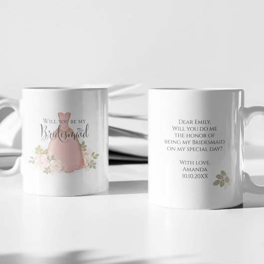 Werden Sie meine Bridesmaid Blush Wasserfarbe sein Kaffeetasse