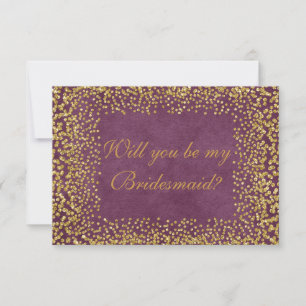 Werden Sie meine Bridesmaid Bordeux Gold Confetti Einladung