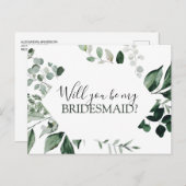 Werden Sie meine Bridesmaid Botanische Grünanlage Ankündigungspostkarte (Vorne/Hinten)