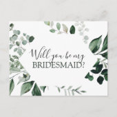 Werden Sie meine Bridesmaid Botanische Grünanlage Ankündigungspostkarte (Vorderseite)