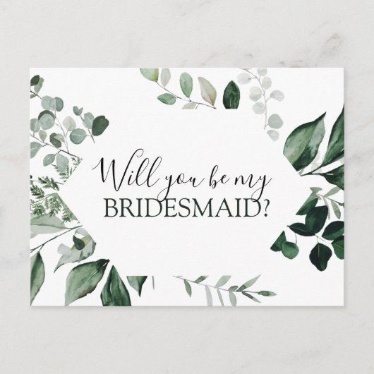 Werden Sie meine Bridesmaid Botanische Grünanlage  Ankündigungspostkarte (Vorderseite)