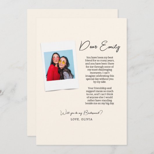 Werden Sie meine Bridesmaid, Bridesmaid-Fotokarte Einladung (Vorne/Hinten)