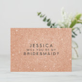 Werden Sie meine Bridesmaid Bronze Gold Glitzer Ca Einladung (Stehend Vorderseite)