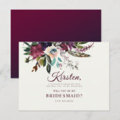 Werden Sie meine Bridesmaid Burgundy Floral Ecru? Postkarte (Vorne/Hinten)