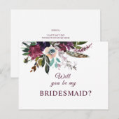 Werden Sie meine Bridesmaid Burgundy Floral sein? Postkarte (Vorne/Hinten)