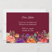 Werden Sie meine Bridesmaid Burgundy Orange Floral Einladung (Rückseite)