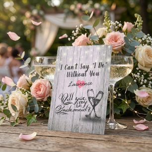 Werden Sie meine Bridesmaid Champagner Brille Wood Einladung