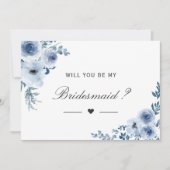 Werden Sie meine Bridesmaid Dusty Blue Floral? Einladung (Vorderseite)