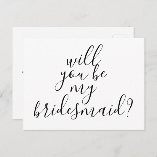 Werden Sie meine Bridesmaid einfache moderne Trend Einladungspostkarte (Vorne/Hinten)