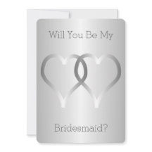 Werden Sie meine Bridesmaid-Einladung Silberherzen