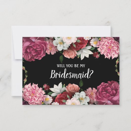 Werden Sie meine Bridesmaid Elegant Burgund Blume (Vorderseite)