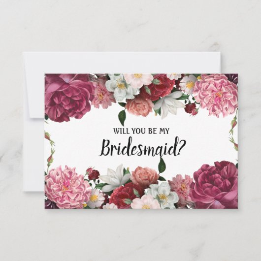 Werden Sie meine Bridesmaid Elegant Burgund Blume (Vorderseite)