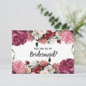 Werden Sie meine Bridesmaid Elegant Burgund Blume (Stehend Vorderseite)