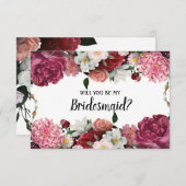 Werden Sie meine Bridesmaid Elegant Burgund Blume (Vorne/Hinten)