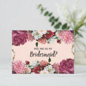 Werden Sie meine Bridesmaid Elegant Burgund Blume (Stehend Vorderseite)