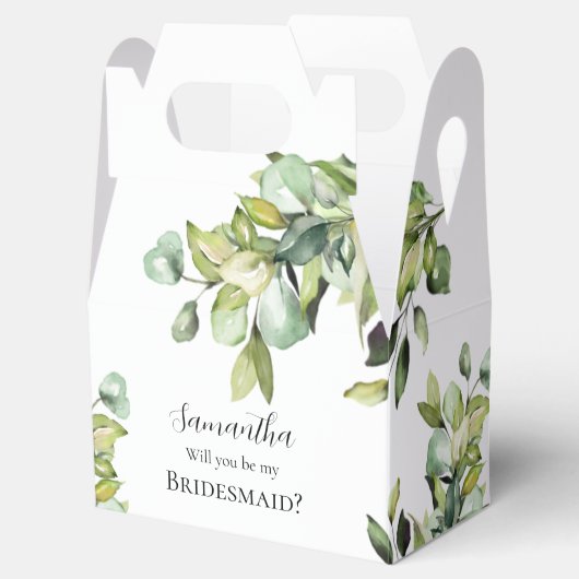 Werden Sie meine Bridesmaid Elegant Green Botanica Geschenkschachtel (Geöffnet)