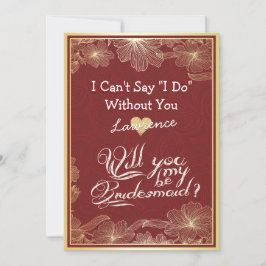 Werden Sie meine Bridesmaid Elegant Red Gold Flora Einladung