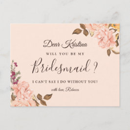 Werden Sie meine Bridesmaid Elegant Victoria Flora Einladungspostkarte