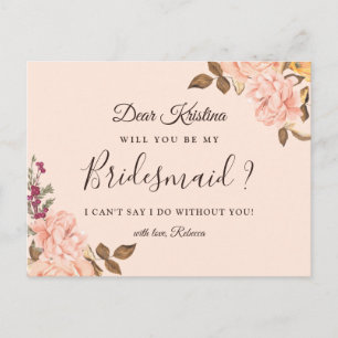 Werden Sie meine Bridesmaid Elegant Victoria Flora Einladungspostkarte