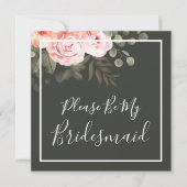 Werden Sie meine Bridesmaid elegante rosa Blumenka Einladung (Vorderseite)
