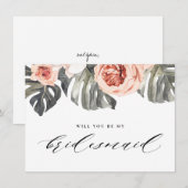 Werden Sie meine Bridesmaid-Eleganten Tropen sein? Einladung (Vorne/Hinten)