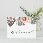 Werden Sie meine Bridesmaid-Eleganten Tropen sein? Einladung (Stehend Vorderseite)