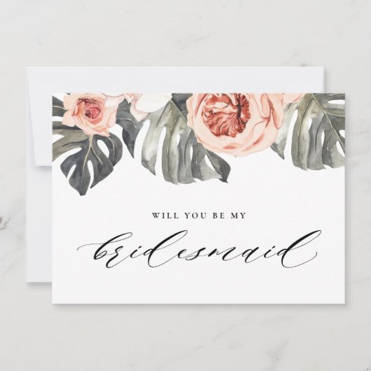 Werden Sie meine Bridesmaid-Eleganten Tropen sein? Einladung (Vorderseite)