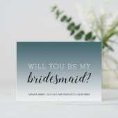 Werden Sie meine Bridesmaid Emerald Ombre Einladung (Stehend Vorderseite)