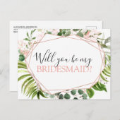 Werden Sie meine Bridesmaid Eukalyptus Greenery? Ankündigungspostkarte (Vorne/Hinten)