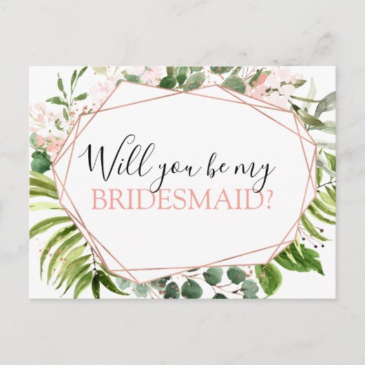 Werden Sie meine Bridesmaid Eukalyptus Greenery? Ankündigungspostkarte (Vorderseite)