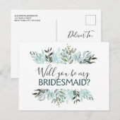 Werden Sie meine Bridesmaid Eukalyptus Greenery? Ankündigungspostkarte (Vorne/Hinten)