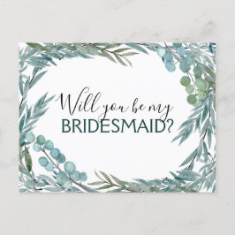 Werden Sie meine Bridesmaid Eukalyptus Greenery? Ankündigungspostkarte